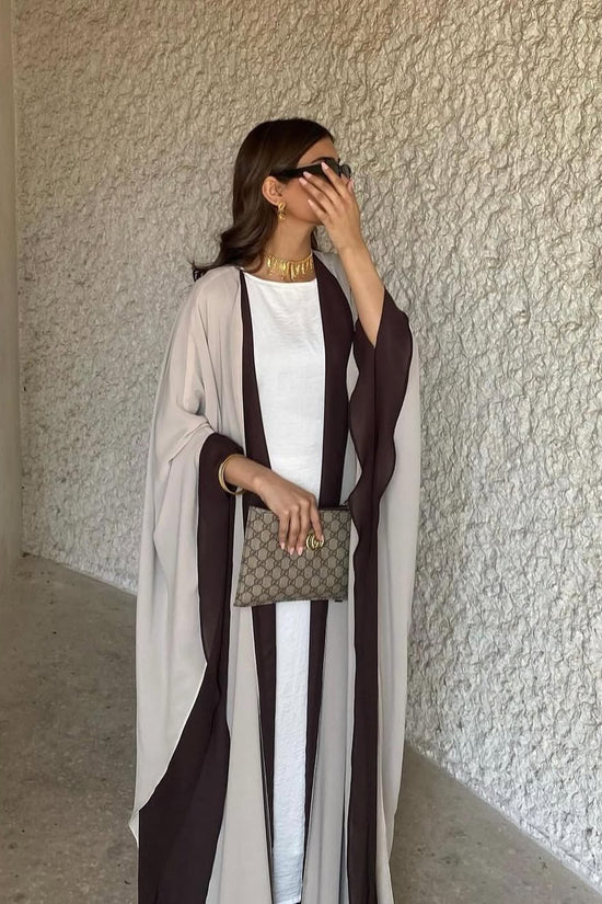 Light Beige and Brown Abaya