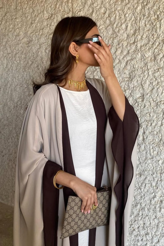 Light Beige and Brown Abaya
