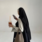 Off white with Black Abaya