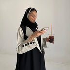 Off white with Black Abaya