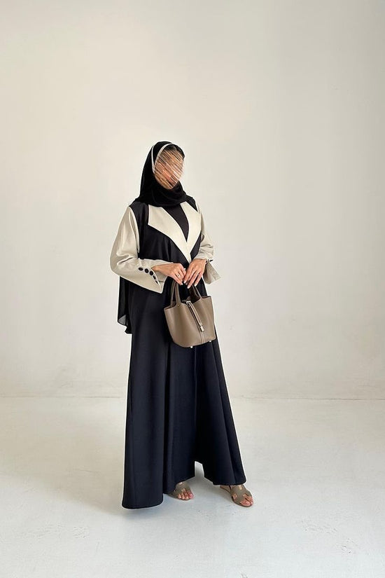 Off white with Black Abaya