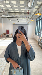 Flared cut with a collar Abaya - Green