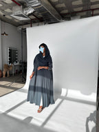 Flared cut with a collar Abaya - Green