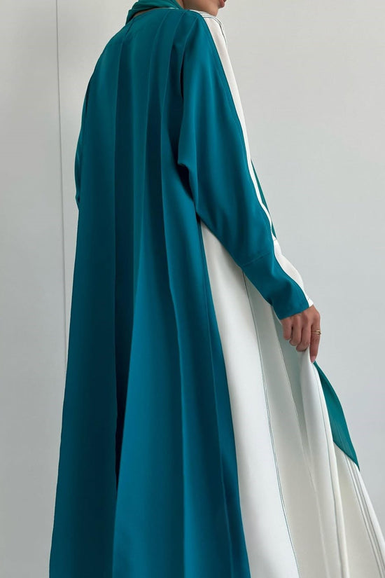 Crepe stitched klosh abaya - Teal
