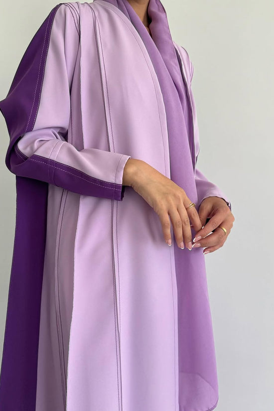 Crepe stitched klosh abaya - Lavender