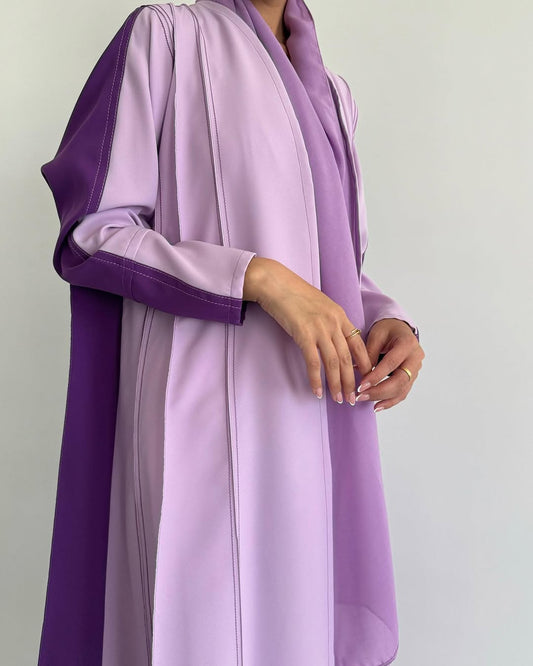 Crepe stitched klosh abaya - Lavender