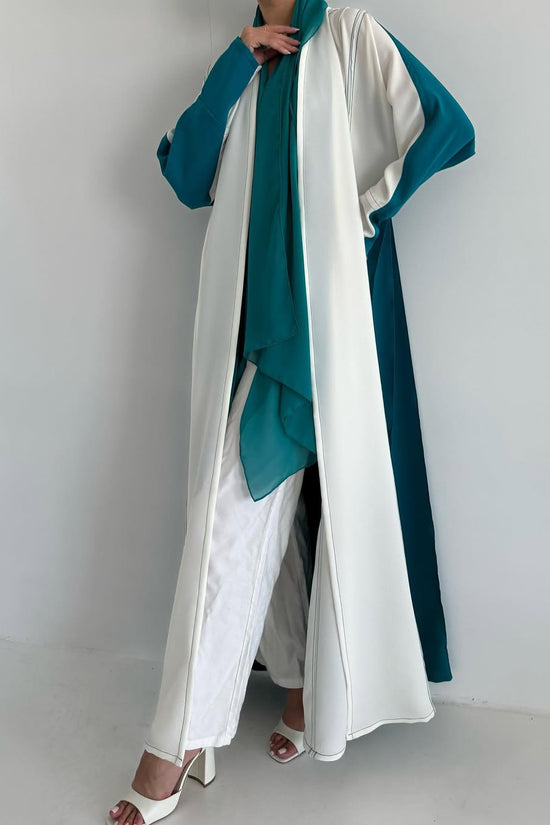 Crepe stitched klosh abaya - Teal