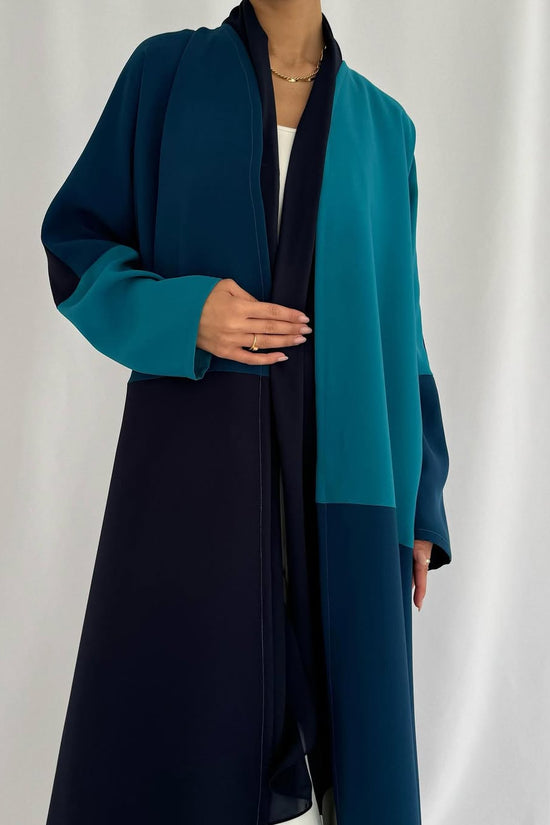 Crepe three shades abaya - Teal