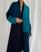Crepe three shades abaya - Teal