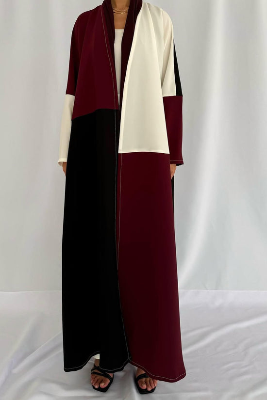 Crepe three shades abaya - Burgundy