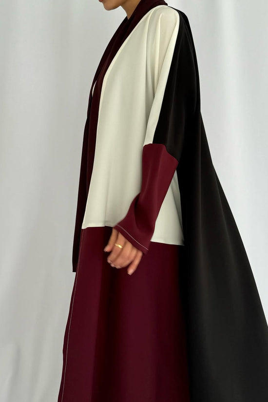 Crepe three shades abaya - Burgundy