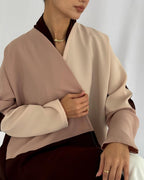 Crepe three shades abaya -Brown