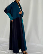Crepe three shades abaya - Teal