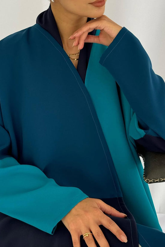 Crepe three shades abaya - Teal