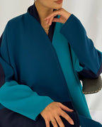 Crepe three shades abaya - Teal