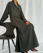 Blazer cut abaya in crepe - Green