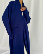 Blazer cut abaya in crepe - Royal Blue
