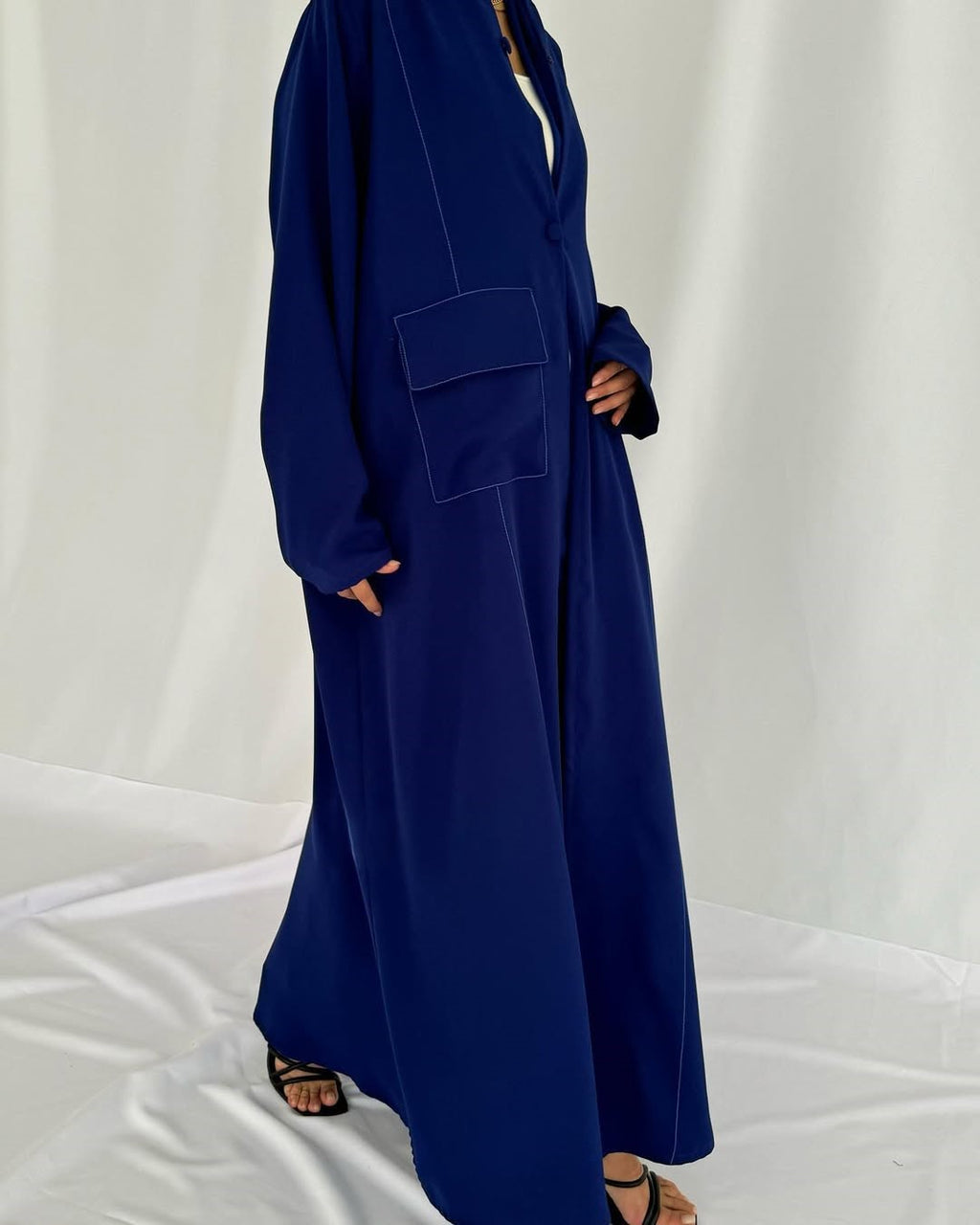 Blazer cut abaya in crepe - Royal Blue