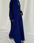 Blazer cut abaya in crepe - Royal Blue