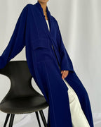 Blazer cut abaya in crepe - Royal Blue