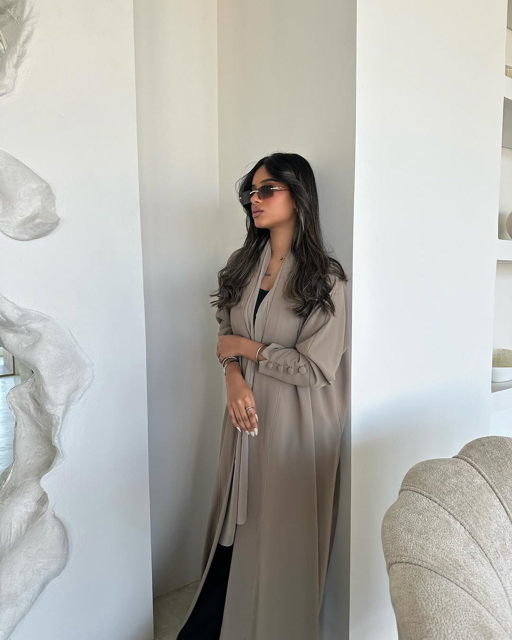 Sleeves details Nada Abaya - Taupe