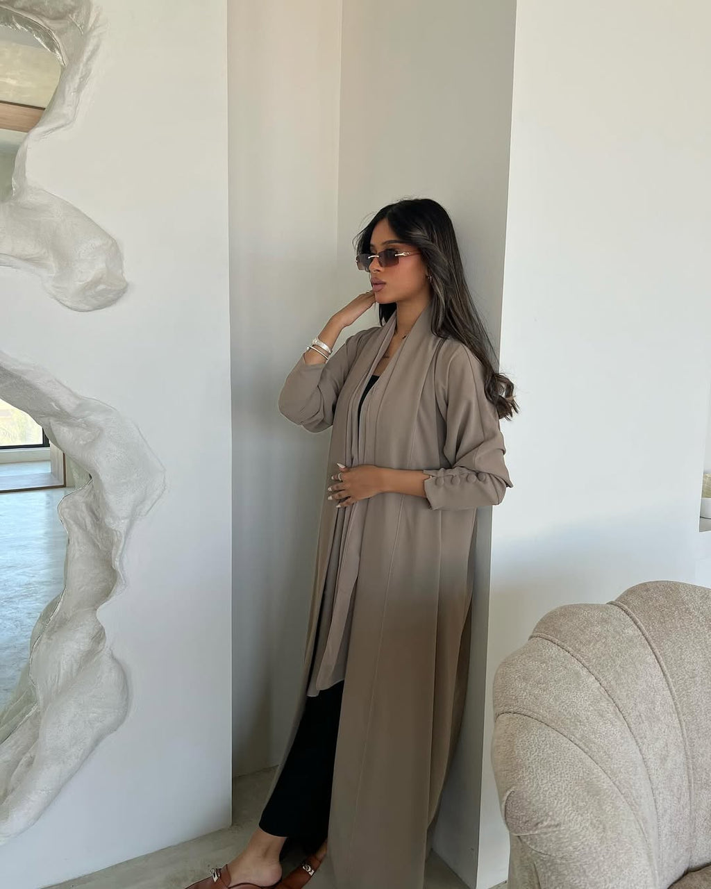 Sleeves details Nada Abaya - Taupe