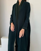Green abaya with contrast thread