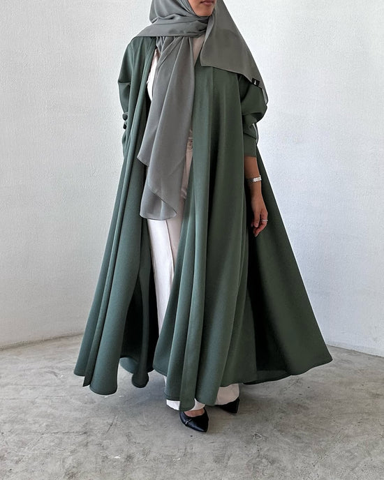 Cloche Cut Abaya - Green