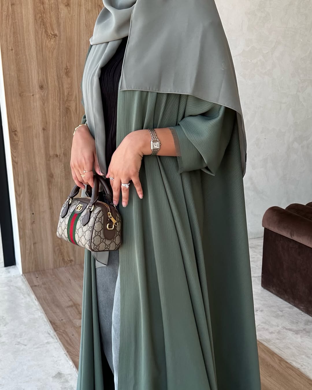 Cloche Cut Abaya - Green