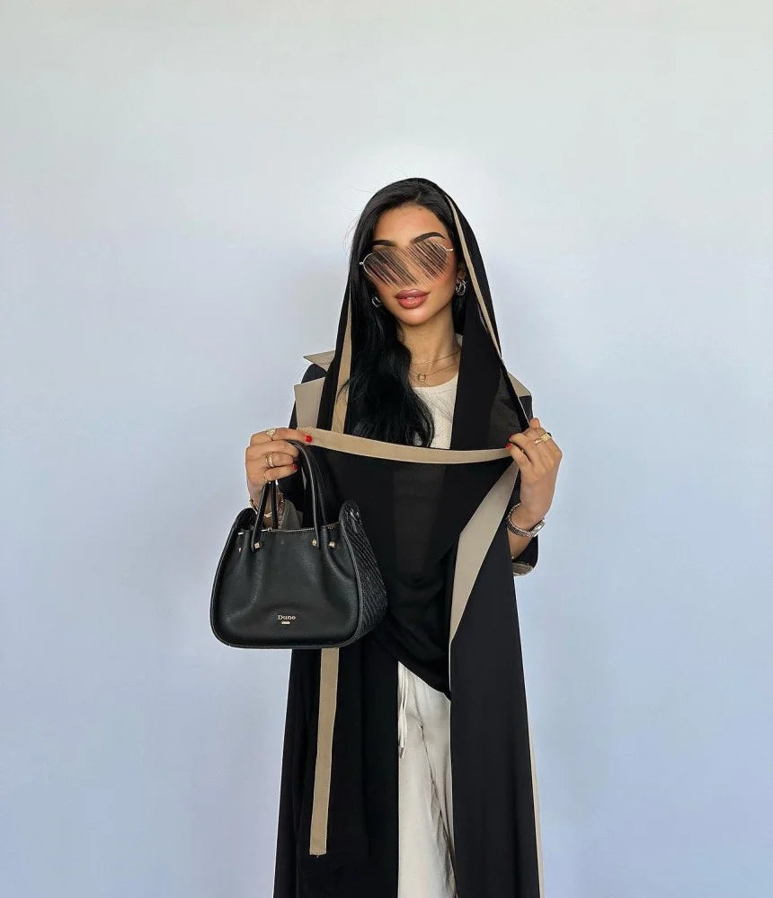 Black & Brown Blazer Abaya