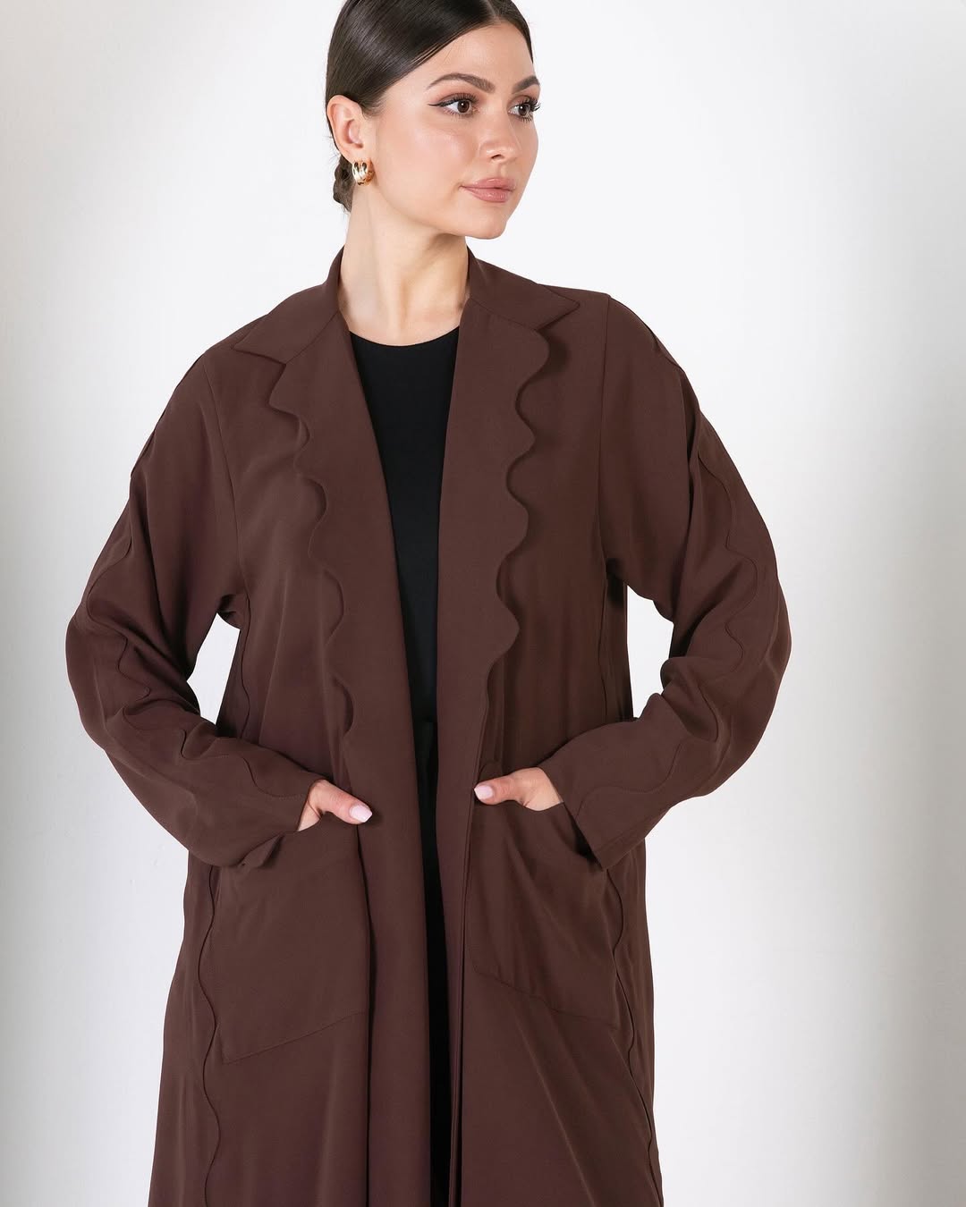 Wave style Blazer Abaya - Brown