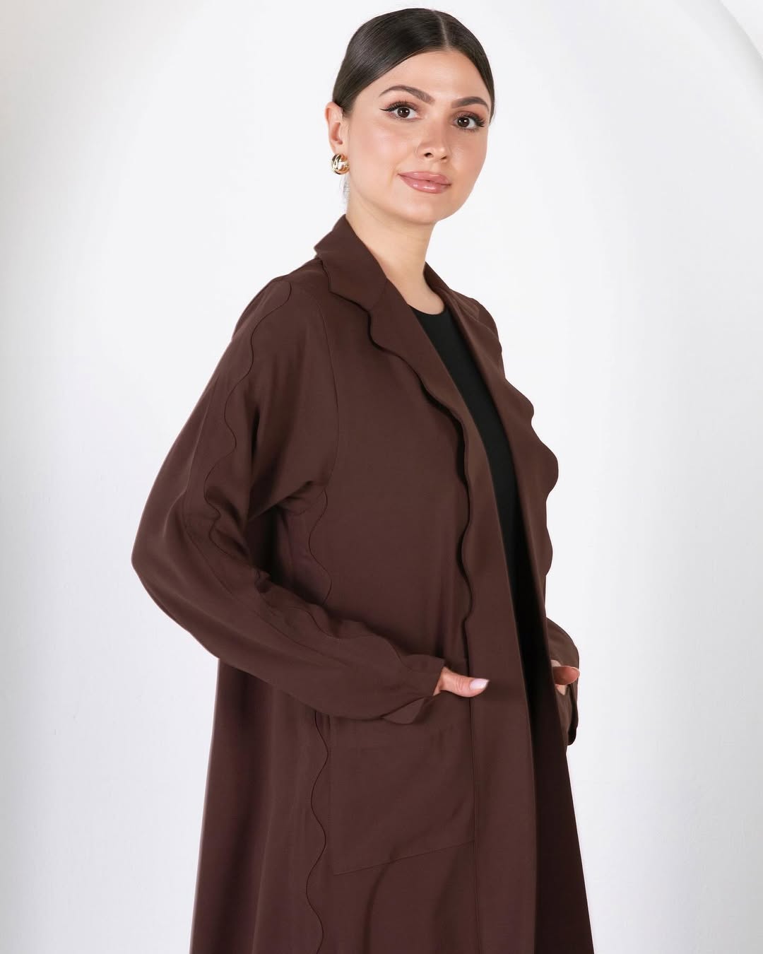 Wave style Blazer Abaya - Brown