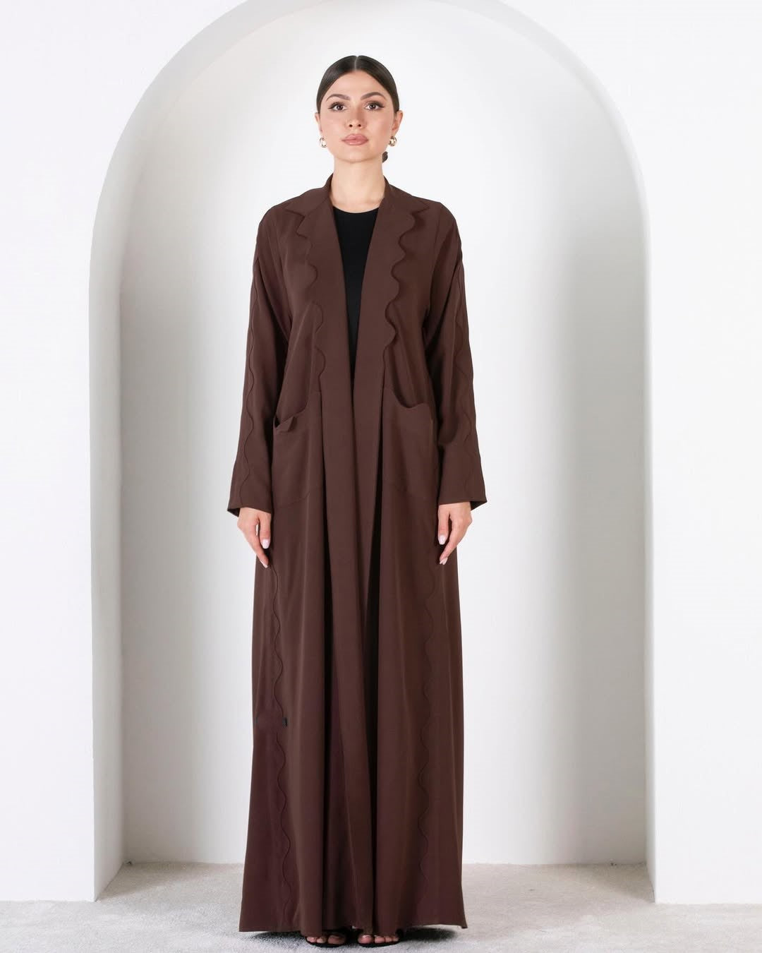 Wave style Blazer Abaya - Brown