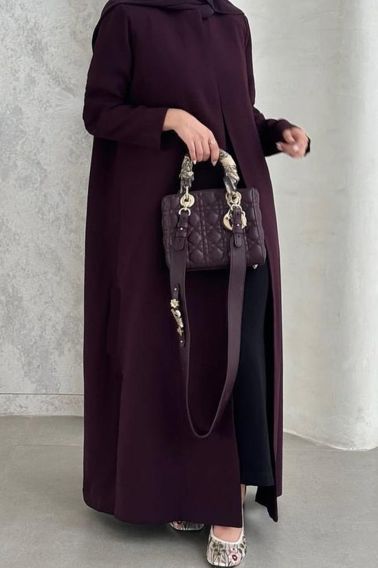 Plum Straight-Cut Abaya with Front Slit