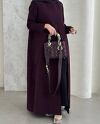 Plum Straight-Cut Abaya with Front Slit