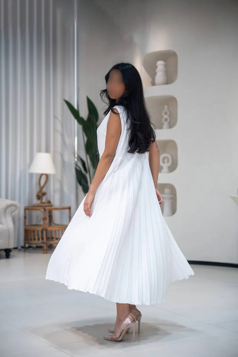 White Crepe Dress