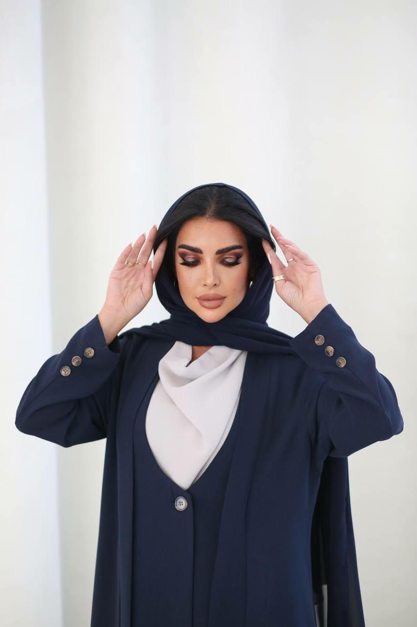 Navy crepe blazer abaya