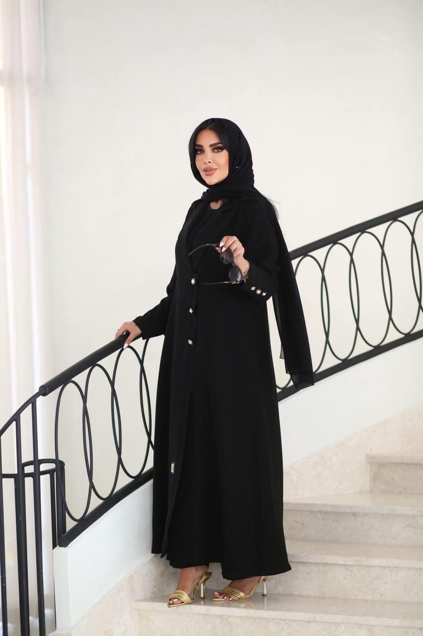 Black Blazer Abaya with Buttons