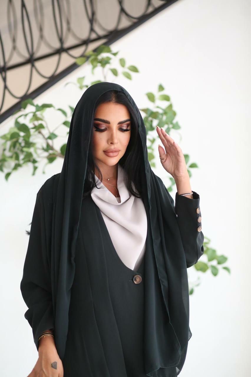 Black crepe blazer abaya
