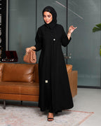 Black Abaya with Button in front