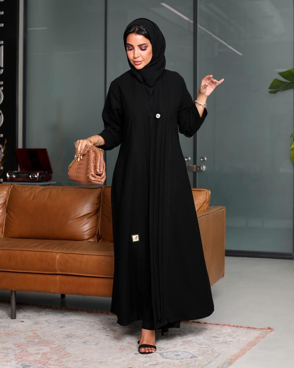 Black Abaya with Button in front