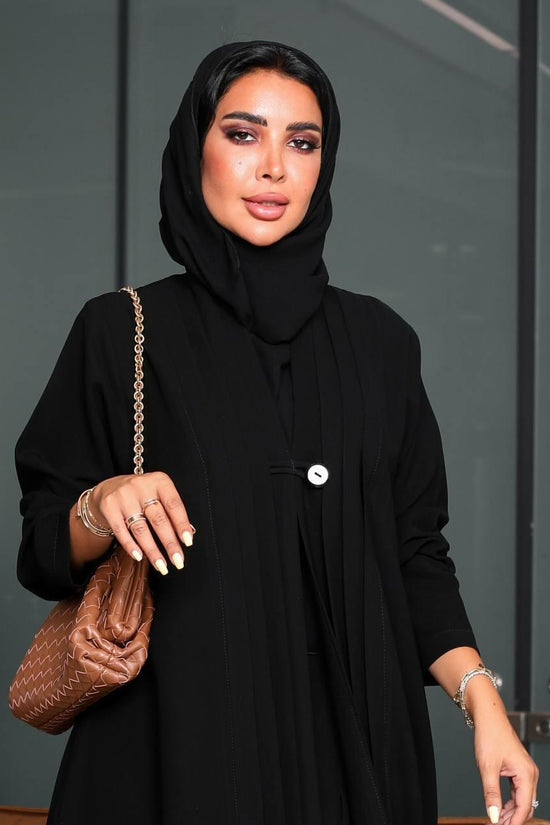 Black Abaya with Button in front