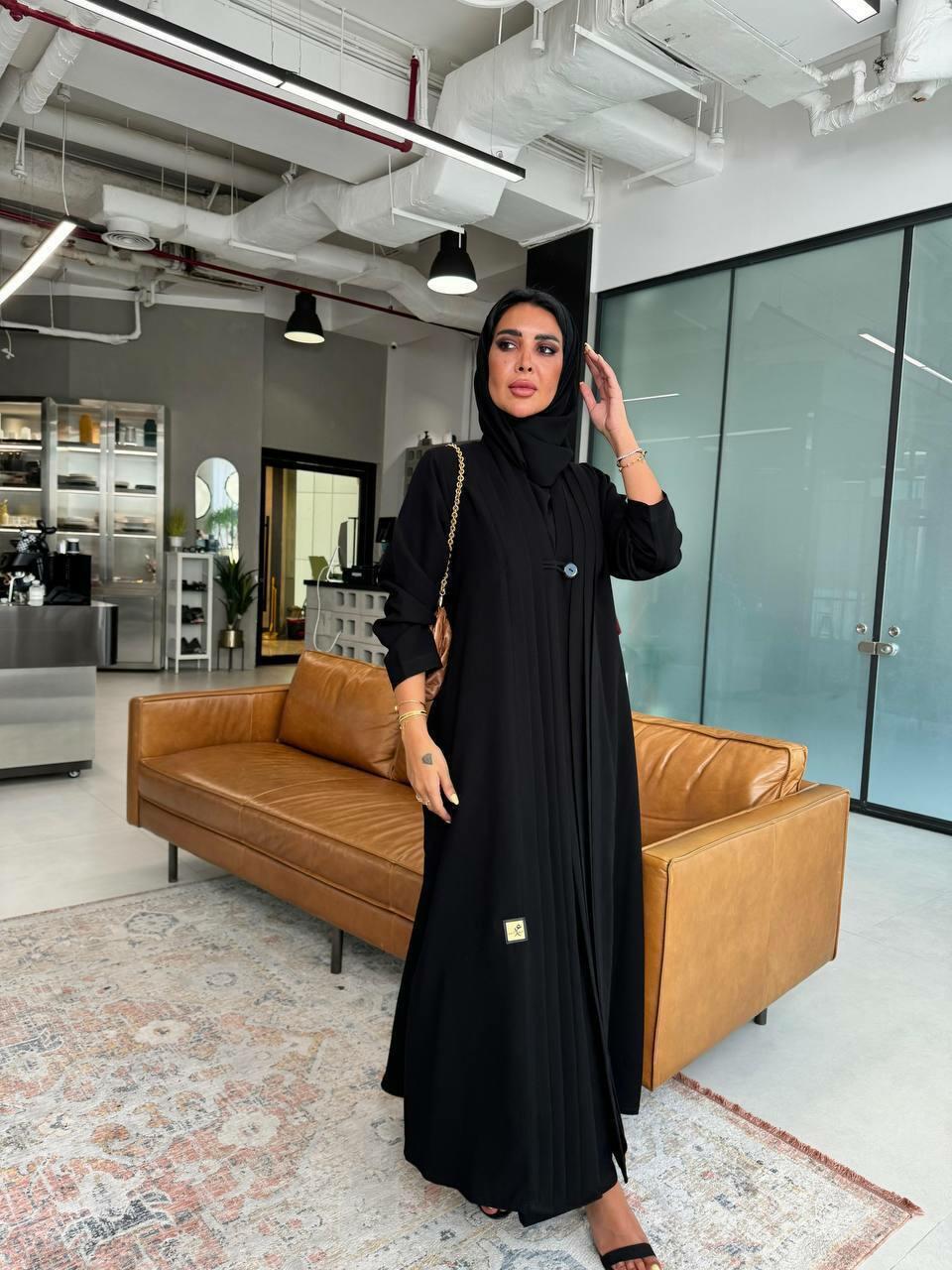 Black Abaya with Button in front