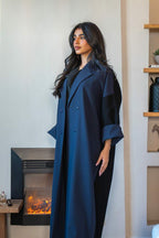Black and navy crepe blazer abaya