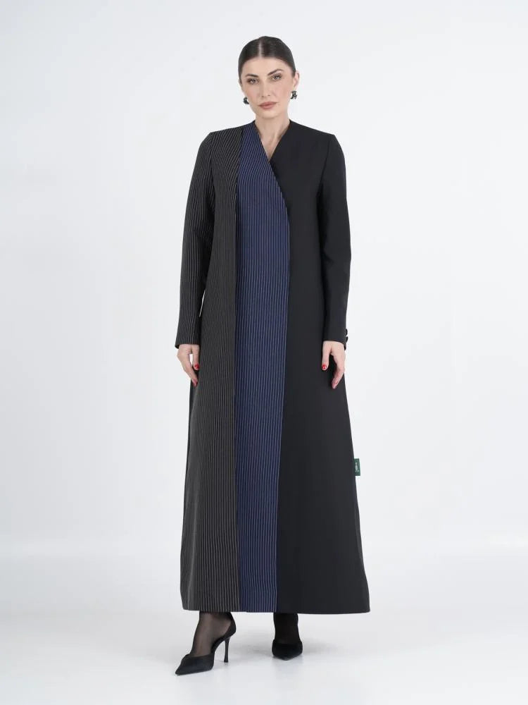 Modern Colour Block Pinstripe Designer Abaya