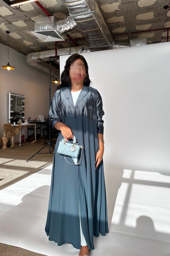Flared cut with a collar Abaya - Green