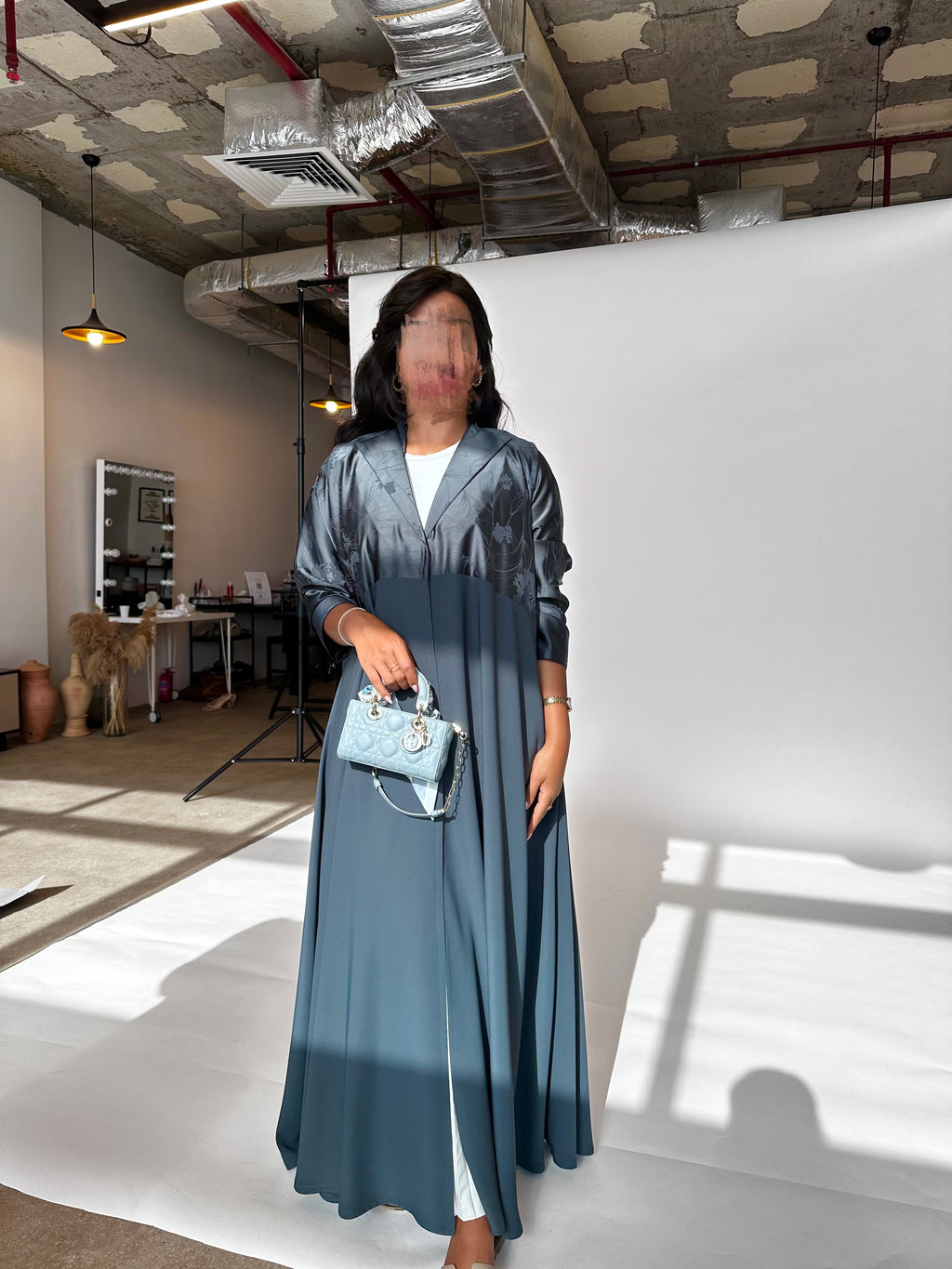 Flared cut with a collar Abaya - Green