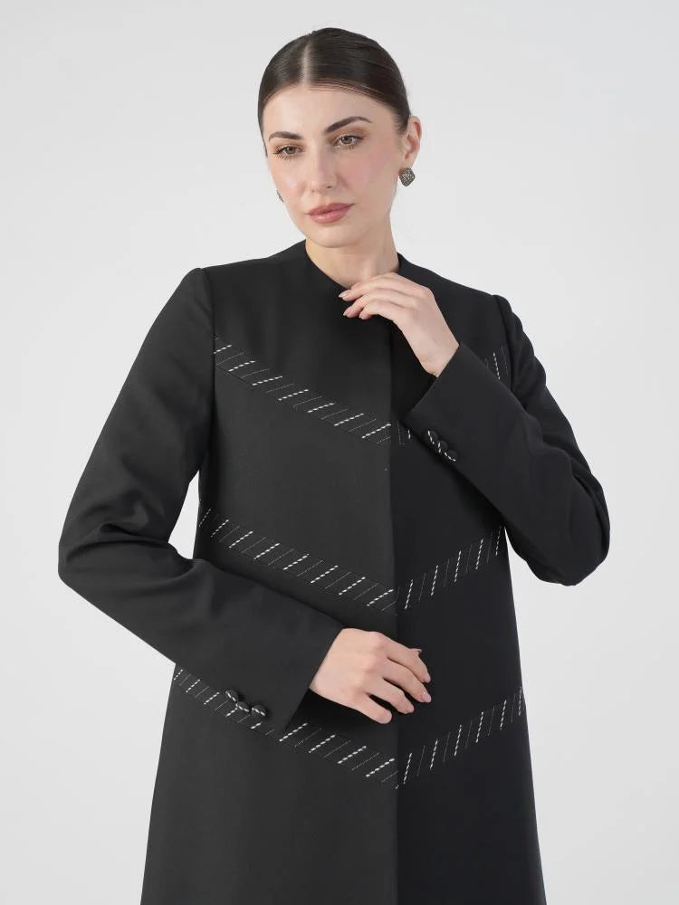 Elegant Black Blazer Abaya with Shaila