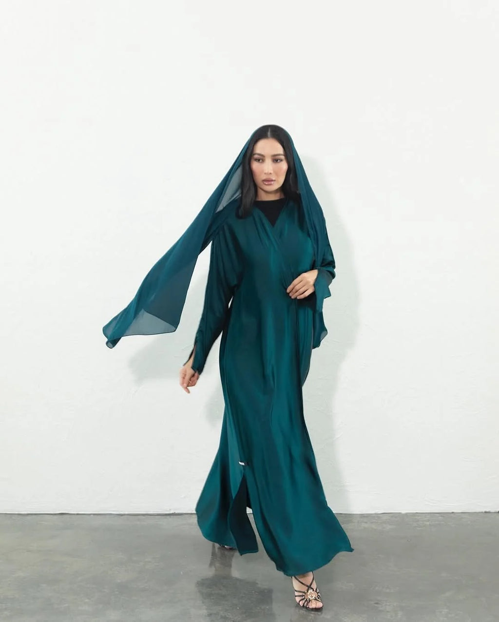 Emerald Grace Flow Abaya with Shaila