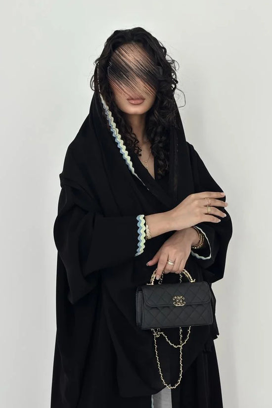 Black Relaxed-Fit Abaya with Contrasting Trim